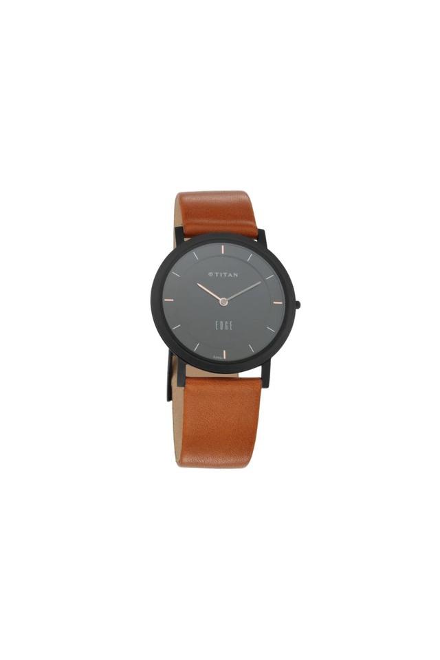 Buy TITAN Mens 44 x 3.60 x 38.40 mm Edge 1595 upgrades Black Dial Leather Analog Watch NS1595NL03 Shoppers Stop