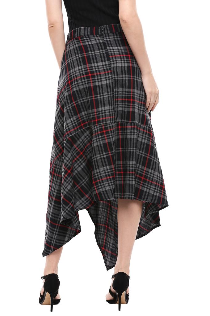 Asymmetrical skirt 2025 red plaid