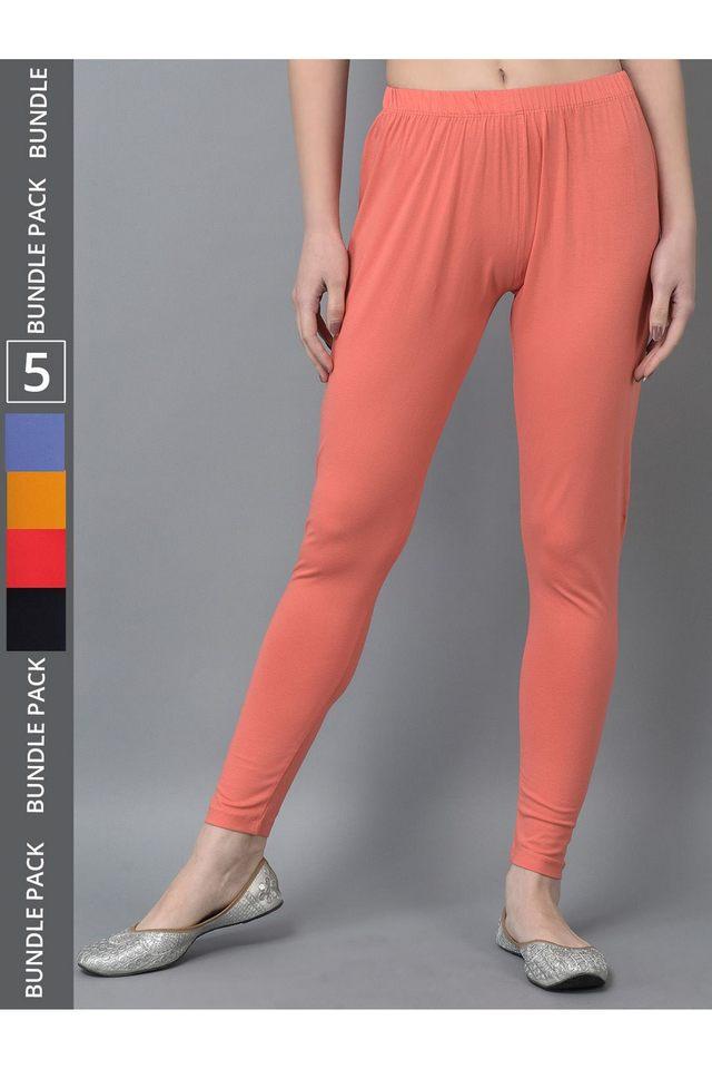 Buy DOLLAR MISSY Multi Solid Ankle Length Cotton Blend Women s Leggings Shoppers Stop