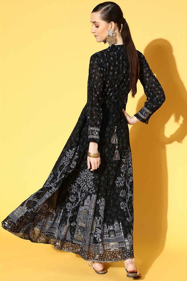 Black and clearance gold ethnic dresses