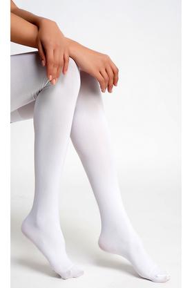 Buy NEXT2SKIN White Solid Nylon Women's Opaque Thigh High Stockings