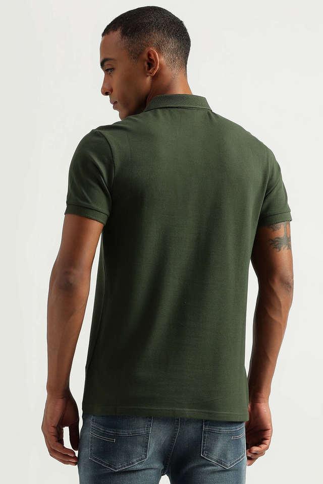 Buy UCB Green Solid Cotton Lycra Polo Men s T Shirt Shoppers Stop