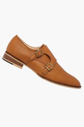 Buy FRANCO LEONE Tan Mens Leather Buckle Closure Formal Shoes