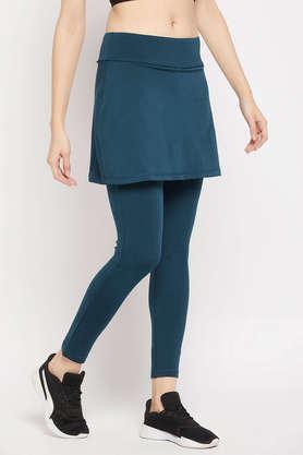 Snug-Fit High Rise Active Skirt with Attached Tights in Teal Blue