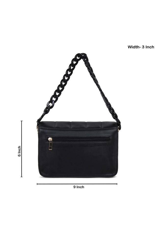 Buy YELLOE Black Zipper Closure Synthetic Leather Womens Casual Sling Bag