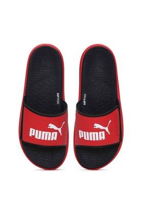 Red and best sale black puma slides