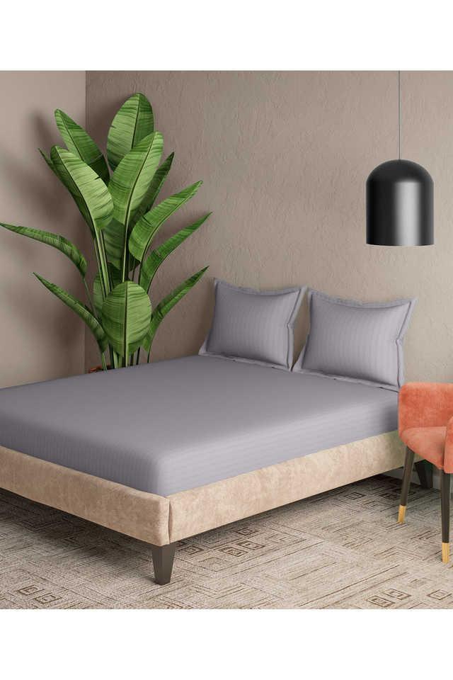Buy PORTICO Printed 300 TC Grey Color Double Size Bedsheet With 2