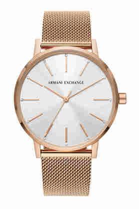 Armani exchange ladies silver and rose gold bracelet online watch