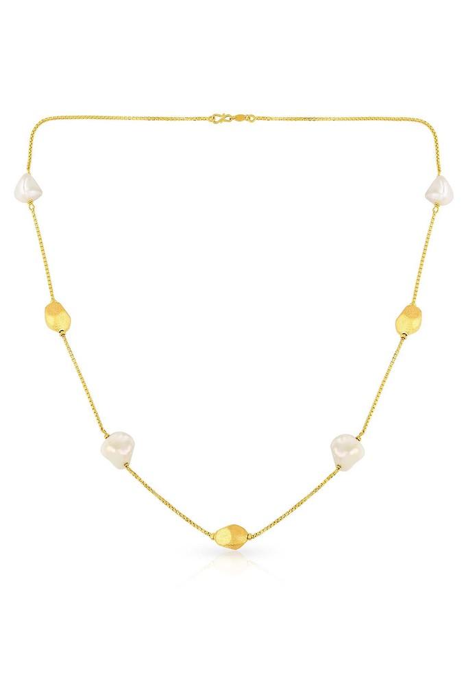 Simple gold chain hot sale with pearl malabar gold