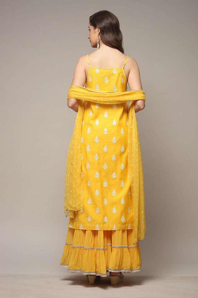 Buy BIBA Yellow Printed Regular Length Poly Cotton Woven Women's Salwar  Kurta Dupatta Set Shoppers Stop