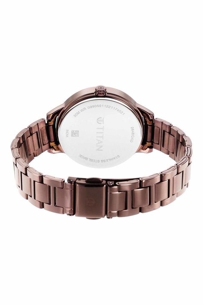 Round Titan Titan Crescent Brown Dial Stainless Steel strap watch, For  Daily, Model Name/Number: 1806QM02 at Rs 6795 in Mumbai