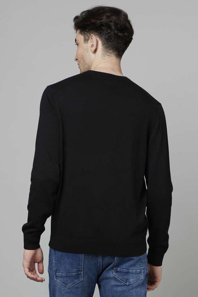 Mens black cotton store crew neck sweater