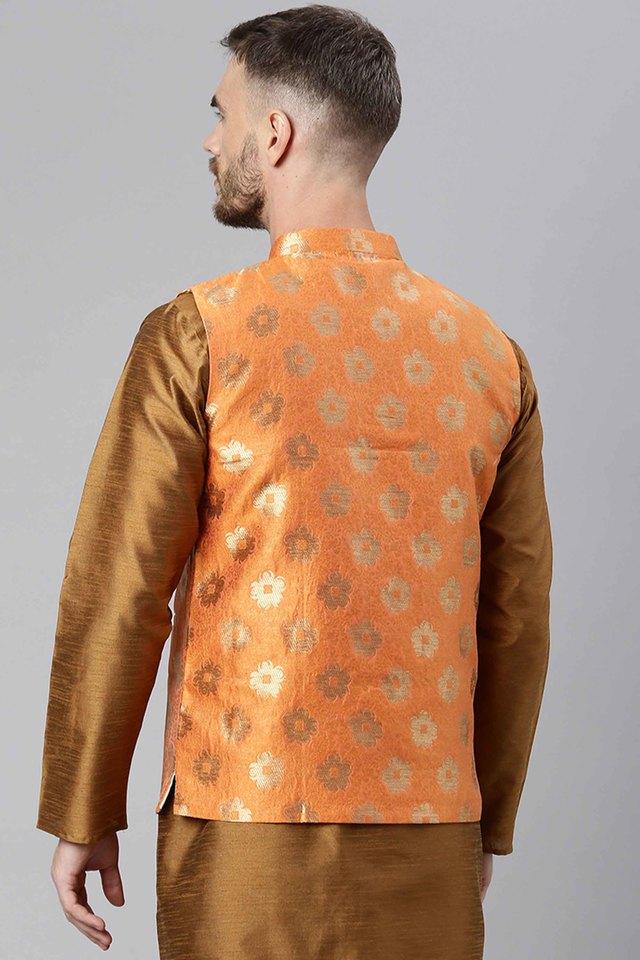 Orange nehru cheap jacket