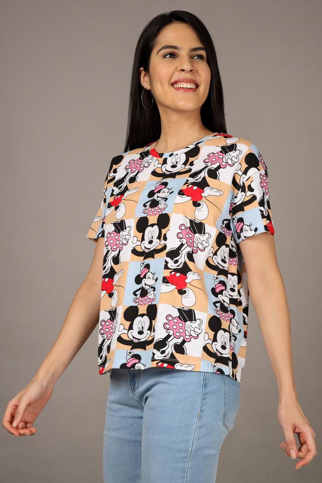 Women Round-Neck T-Shirt with Brand Print