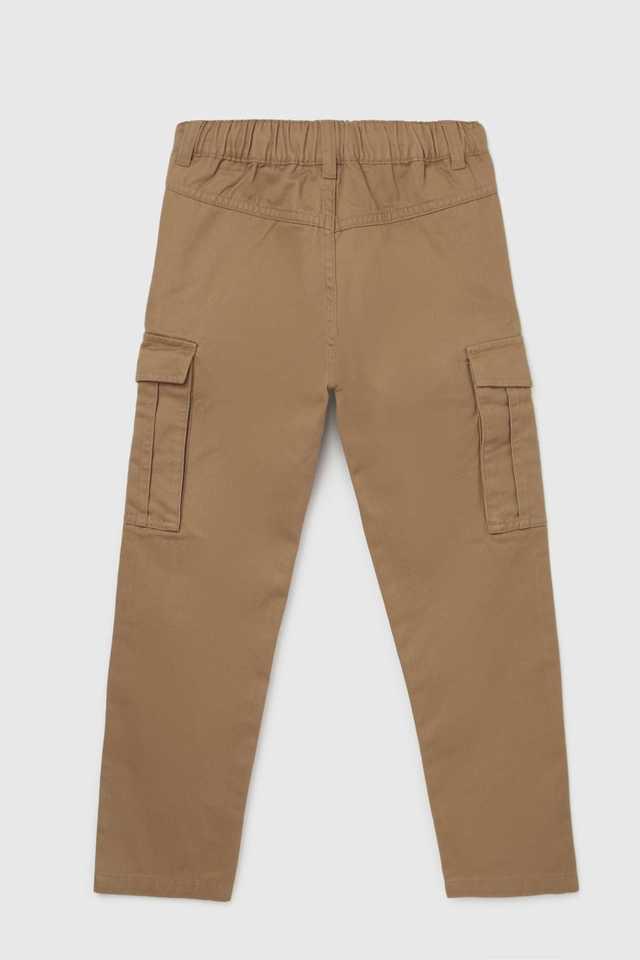 Buy UCB Light Brown Solid Cotton Regular Fit Boys Joggers