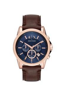 Buy ARMANI EXCHANGE Mens Outer Banks Blue Dial Leather Chronograph