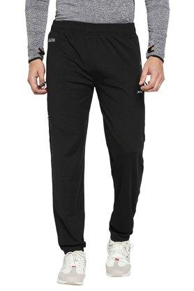 Buy BLACK PANTHER Black Solid Polyester Lycra Regular Fit Mens Track Pants