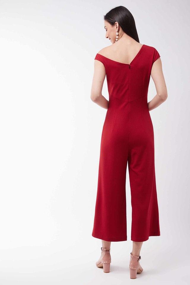 Solid Wide Leg Cropped Jumpsuit