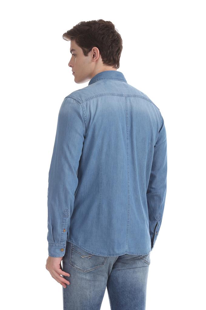 Denim Fabric - Indigo Chambray - Washed - 56 Wide - Light Weight - #