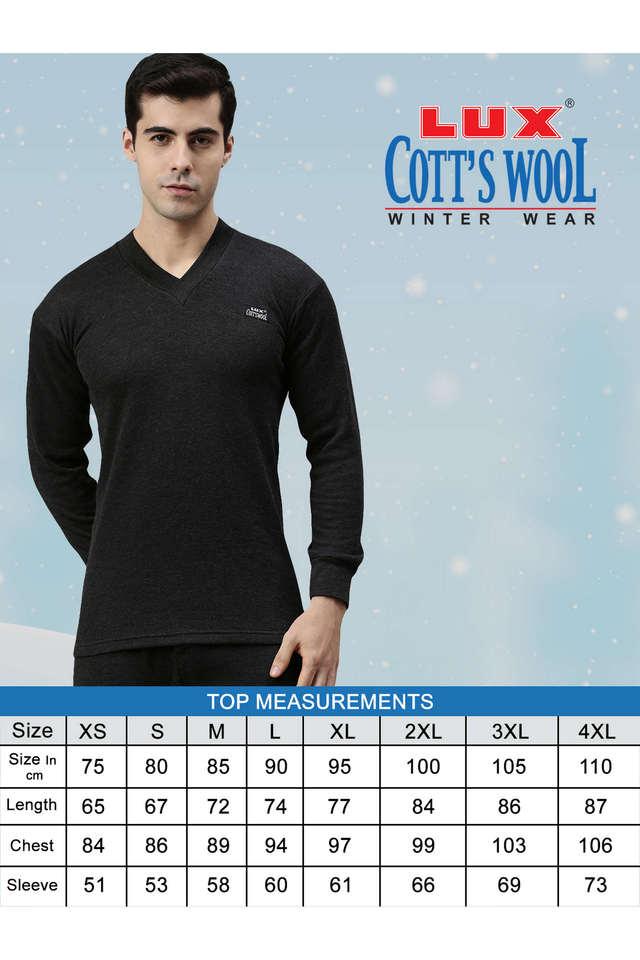 Buy LUX COTTS WOOL Black Men s Solid Cotton Thermal Top Shoppers Stop