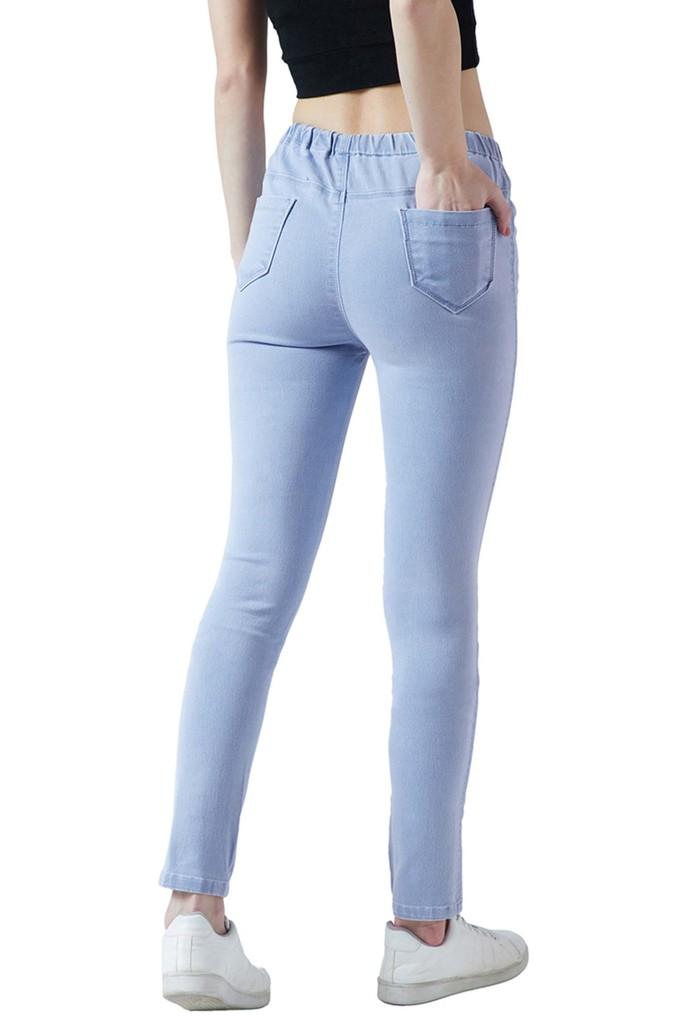 Buy DEVIS Ice Blue Womens Ice Blue Denim Skinny Fit Jeggings