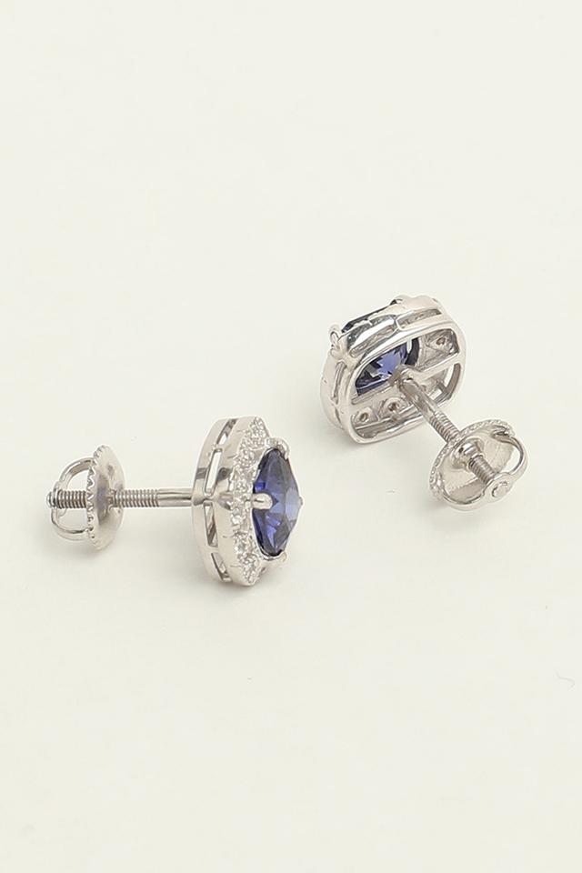 Shoshaa Blue Silver Plated Classic Drop Earrings