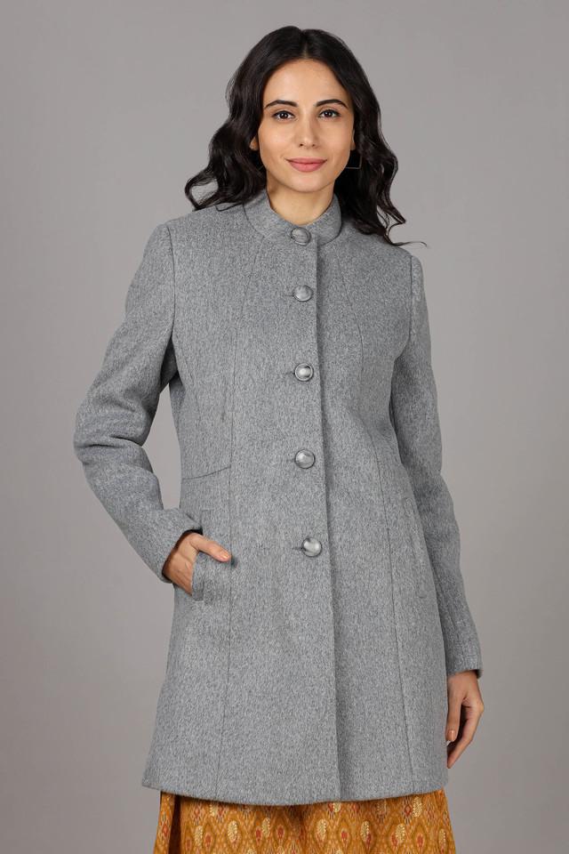 Buy STOP Solid Mandarin Polyester Womens Coat | Shoppers Stop