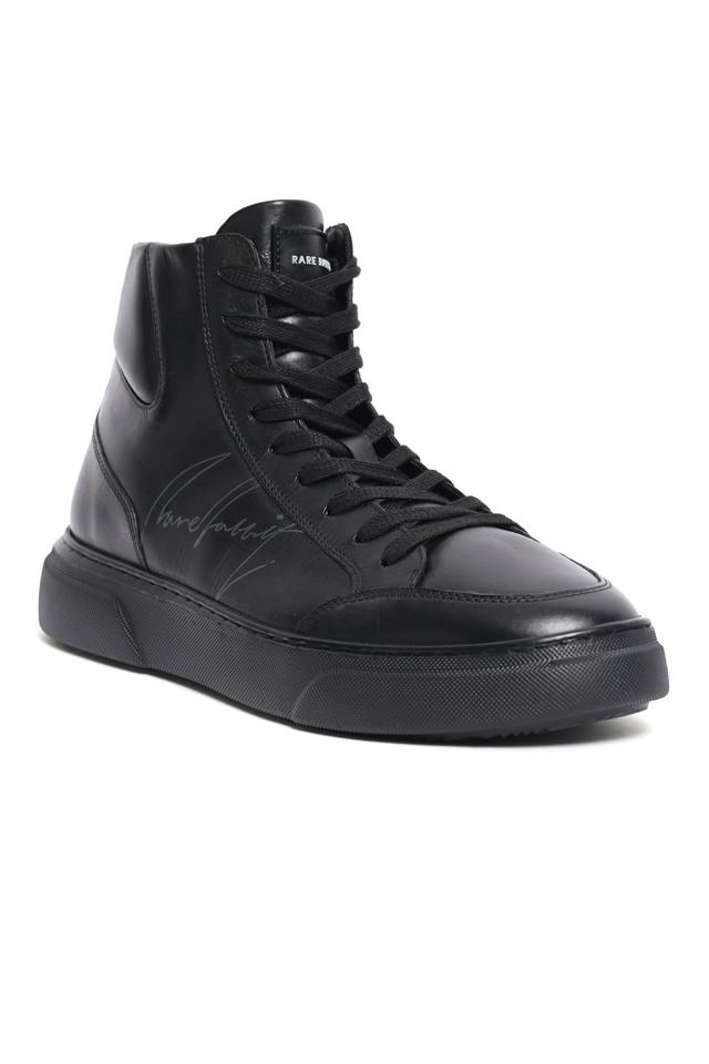 Buy RARE RABBIT Black Panzer Leather Lace Up Men Sneakers Shoppers Stop