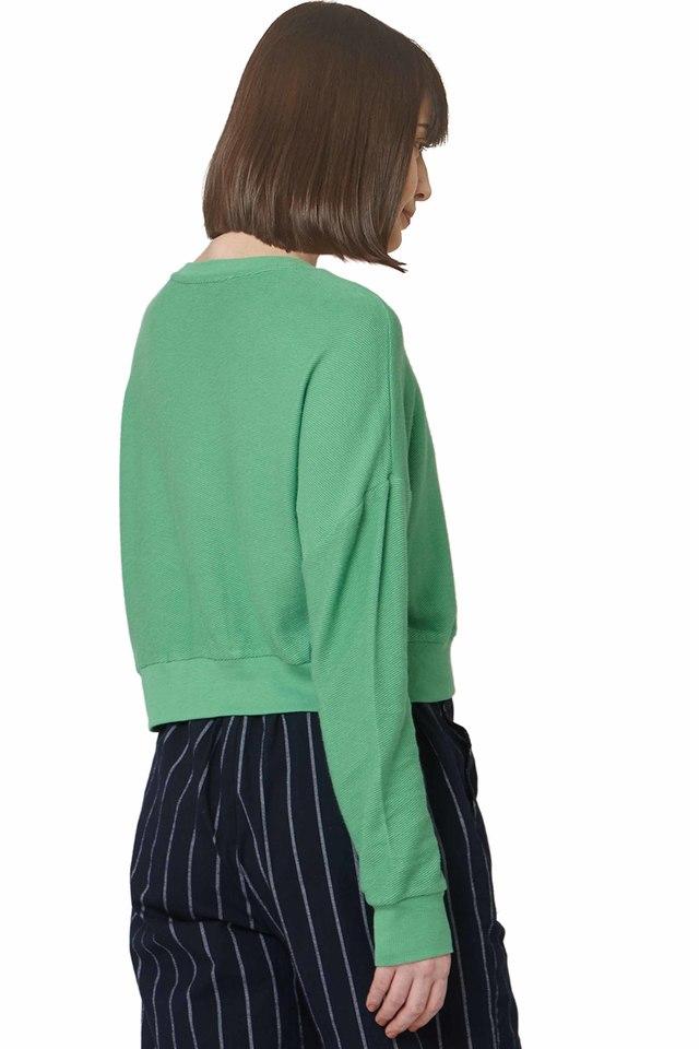 Buy VERO MODA Green Womens Solid Cropped Sweatshirt Shoppers Stop