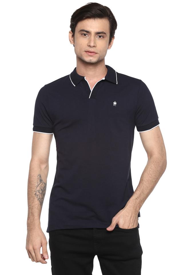 Buy FCUK Blue Mens Solid Polo T Shirt Shoppers Stop