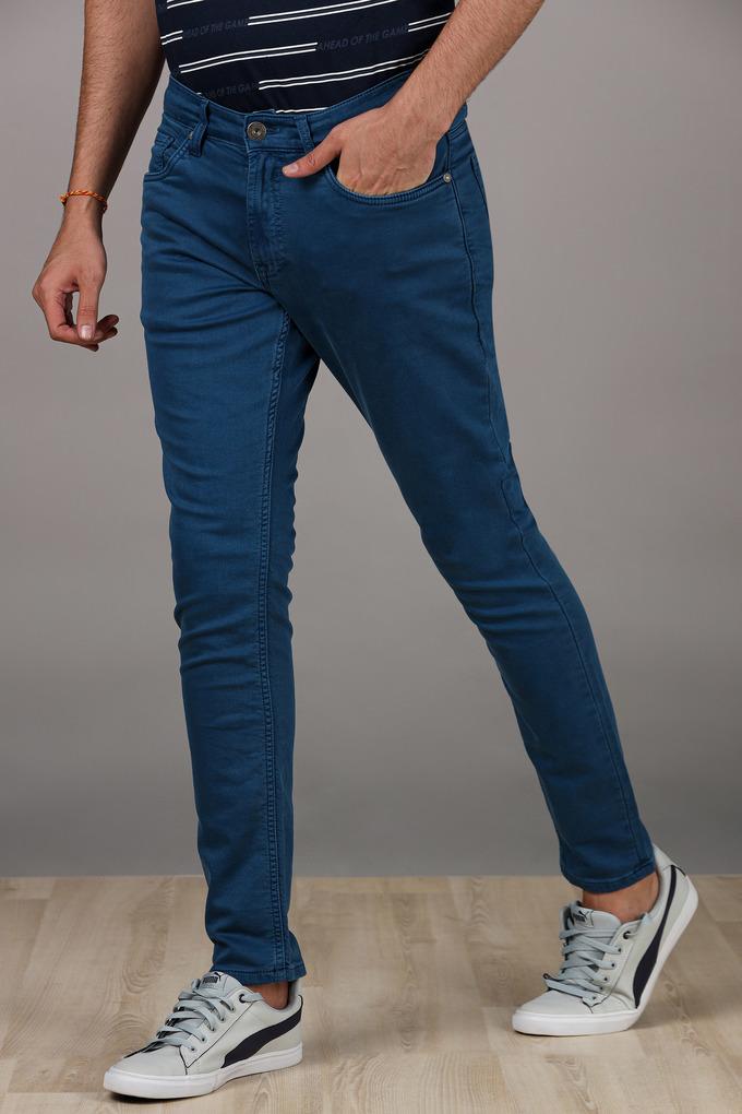 Spykar Men Bluish Grey Cotton Stretch Slim Fit Narrow Length Jeans