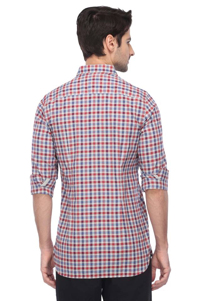 Mens Slim Collar Check Shirt