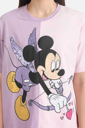 Buy KAZO Mickey Mouse Disney Printed T Shirt With Sequin Work