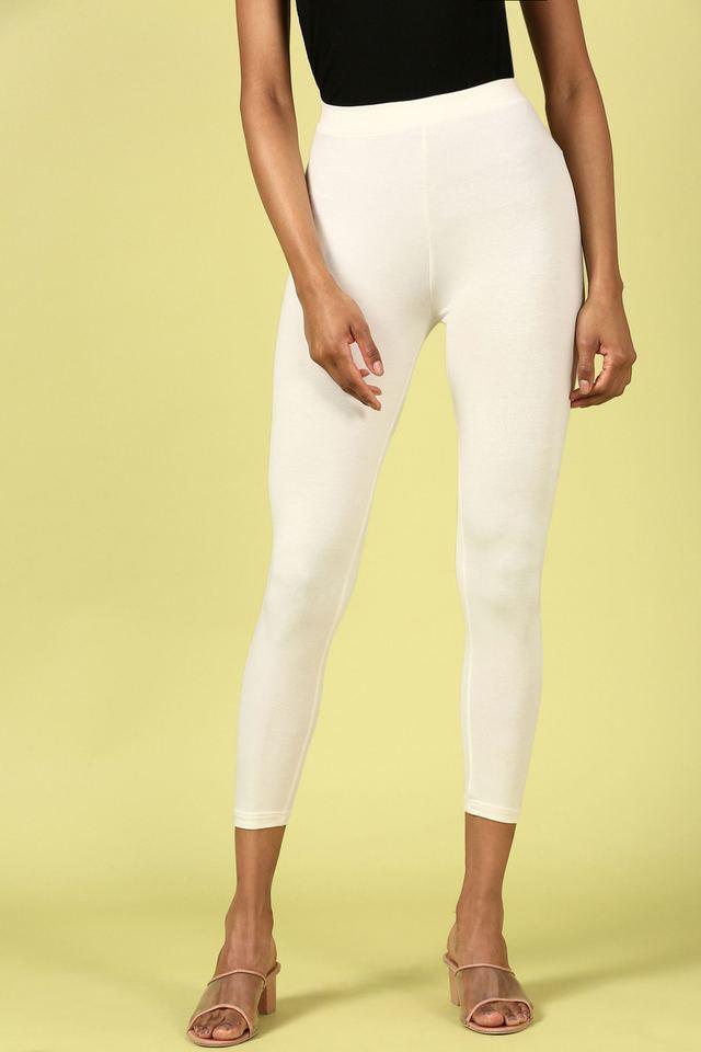 Buy DE MOZA Off White Solid Ankle Length Viscose Women s Leggings Shoppers Stop