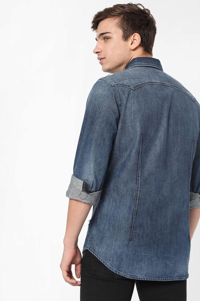 Grunt Pure Cotton Washed Denim Shirt | GRBJDS-111 | Cilory.com