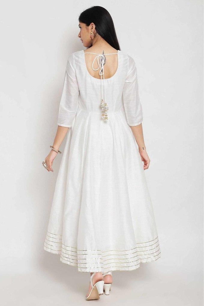 White anarkali hot sale kurti online