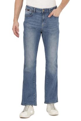 Mid Wash Cotton Blend Bootcut Fit Mens Jeans