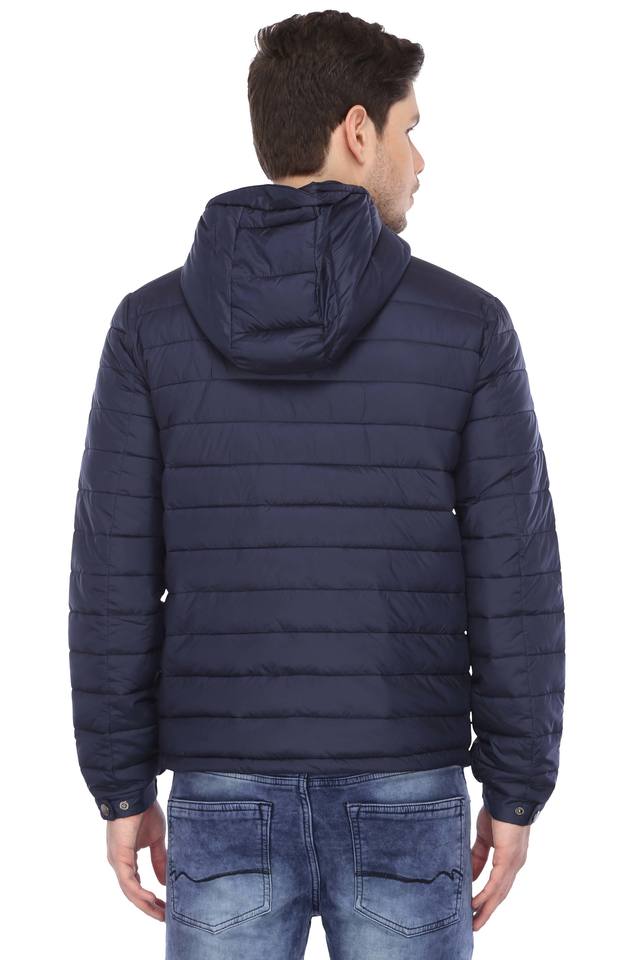 Buy CELIO Navy Mens Hooded Neck Solid Quilted Jacket Shoppers Stop