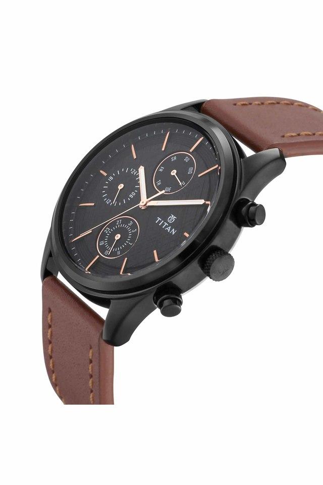 Buy TITAN Mens 11.2 mm NEO IV Black Dial Leather Analogue Watch -  NM1805NL01