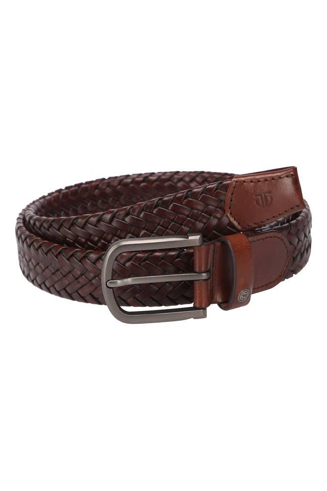 Buy TITAN Tan Mens Leather Buckle Closure Casual Woven Belt | Shoppers Stop