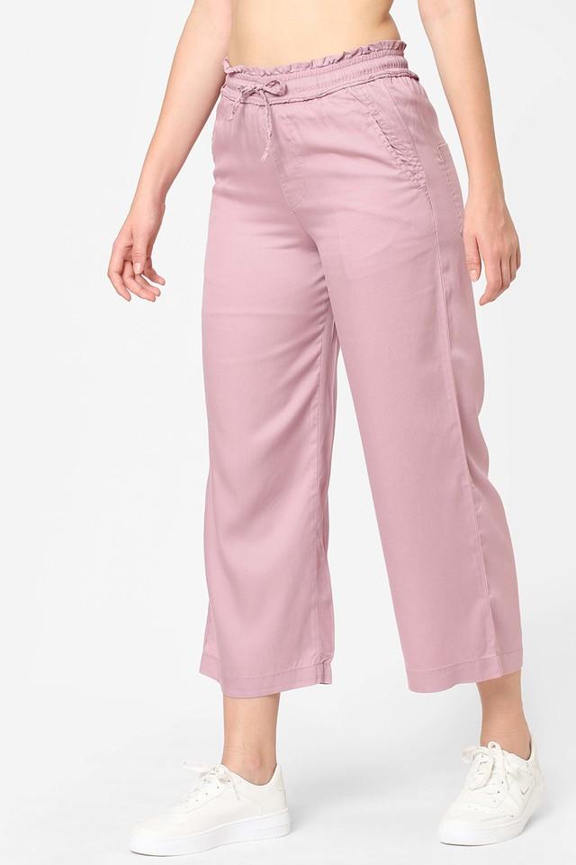 Buy Women Pink Solid Casual Slim Fit Trousers Online - 816715 | Van Heusen