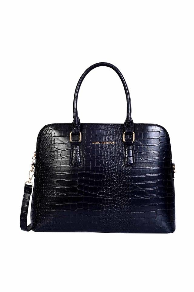 Buy LINO PERROS Black Womens Black Coloured Croco Laptop Bag Shoppers Stop