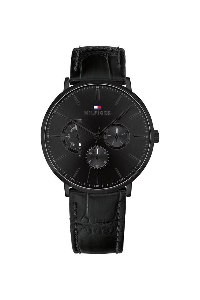 Tommy hilfiger watch men's deals black leather strap