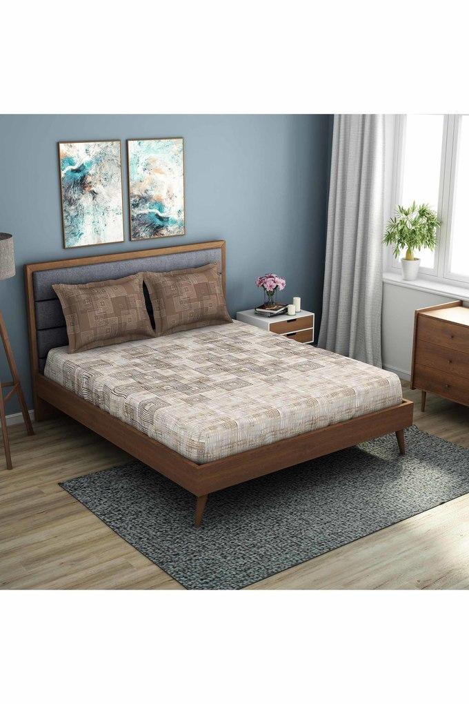 Buy SPACES Smoke Geostance 144 TC Geometric Cotton 1 Double Bed Sheet