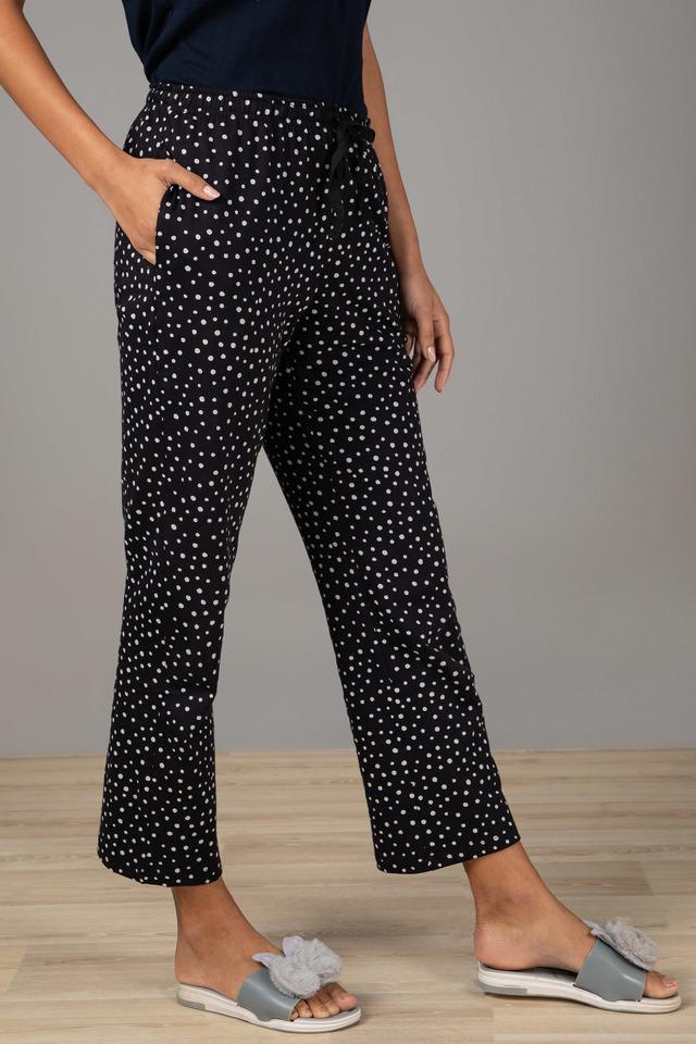 Buy INFUSE Black Printed Cotton Full Length Womens Loungewear