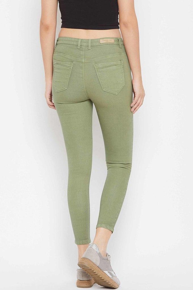 Skinny Olive Green Ladies Denim Jeans, Button, Ultra Low Rise at Rs  280/piece in Mumbai