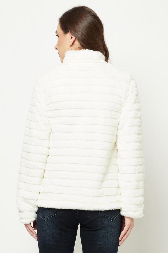 Beige Faux Fur Hooded Winter Jacket