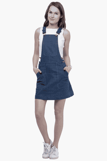 Buy FABALLEY Womens Denim Dungaree Dress