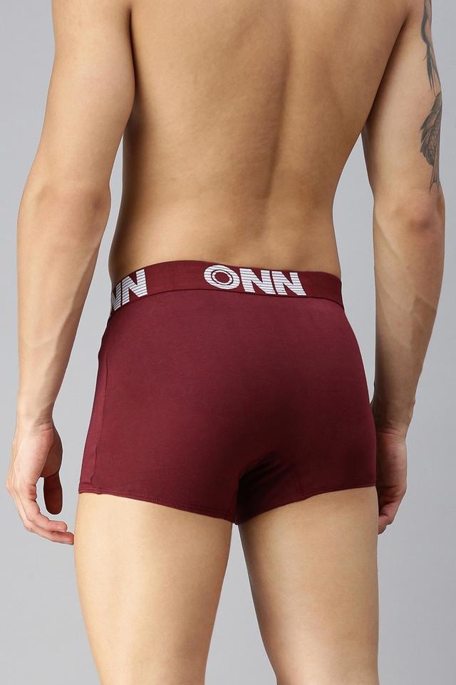 Buy ONN Maroon Solid Cotton Men's Assorted Innerwear Trunks - Pack