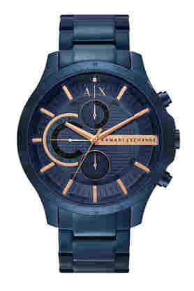 Mens 46 mm Blue Dial Stainless Steel Chronograph Watch AX2430I